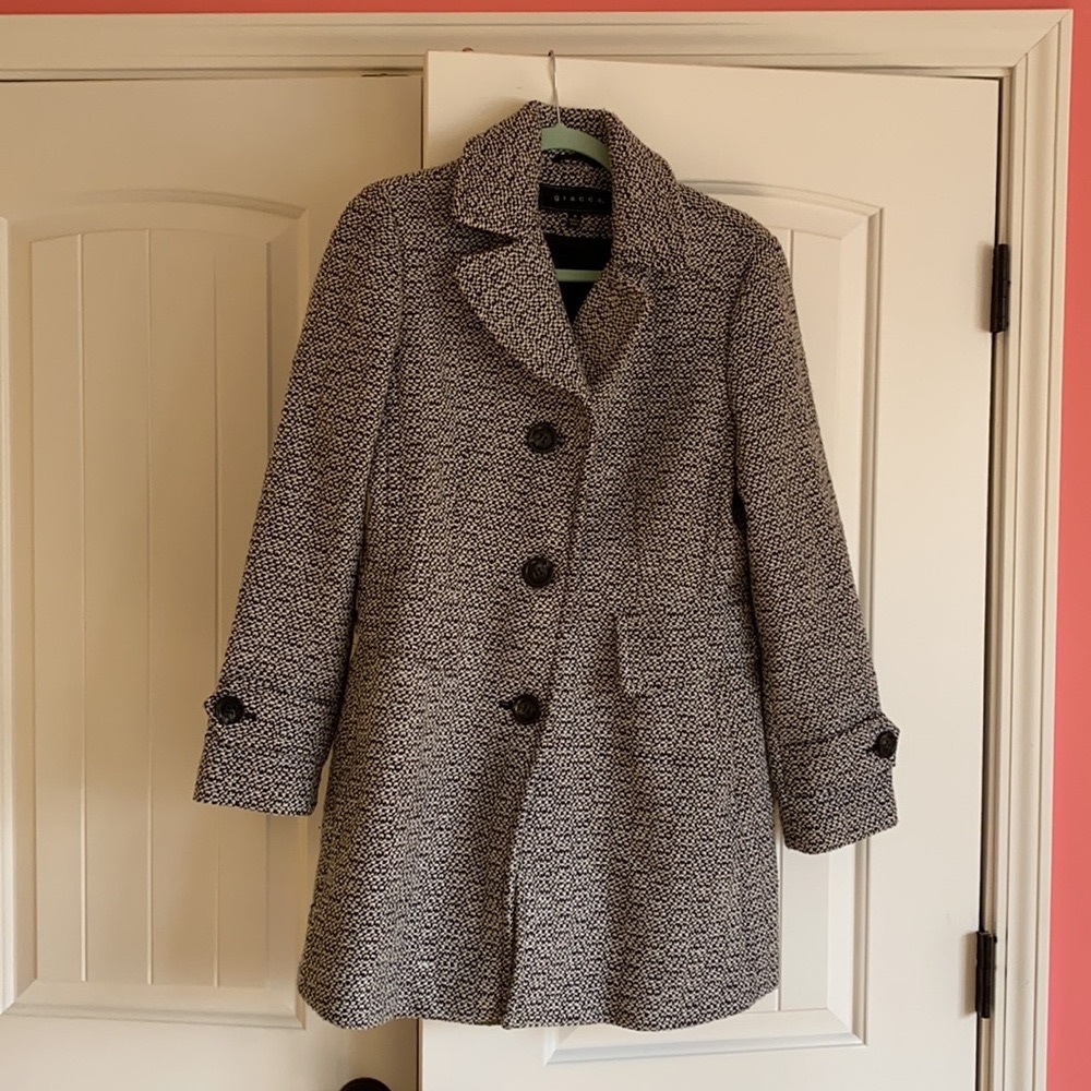 Black and White Wool Pea Coat